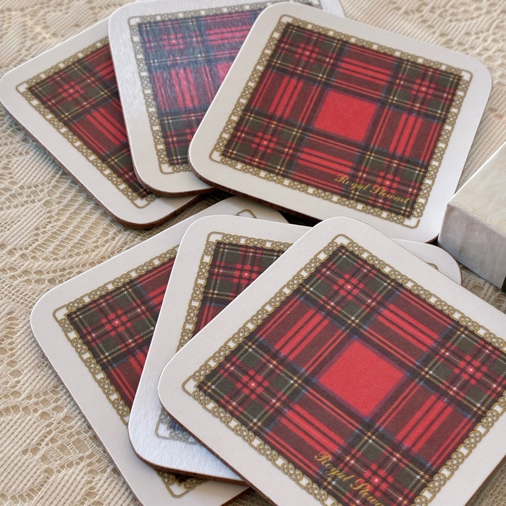 Red Tartan Plaid Coasters—Also Hostess Gift - Picture 6 of 6